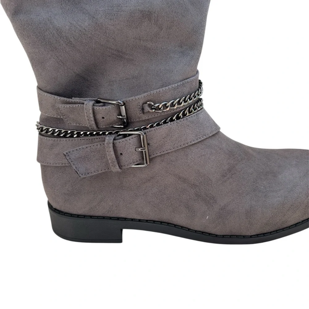 JustFab Over the Knee Gray Boots Size 9,5 Faux Suede
